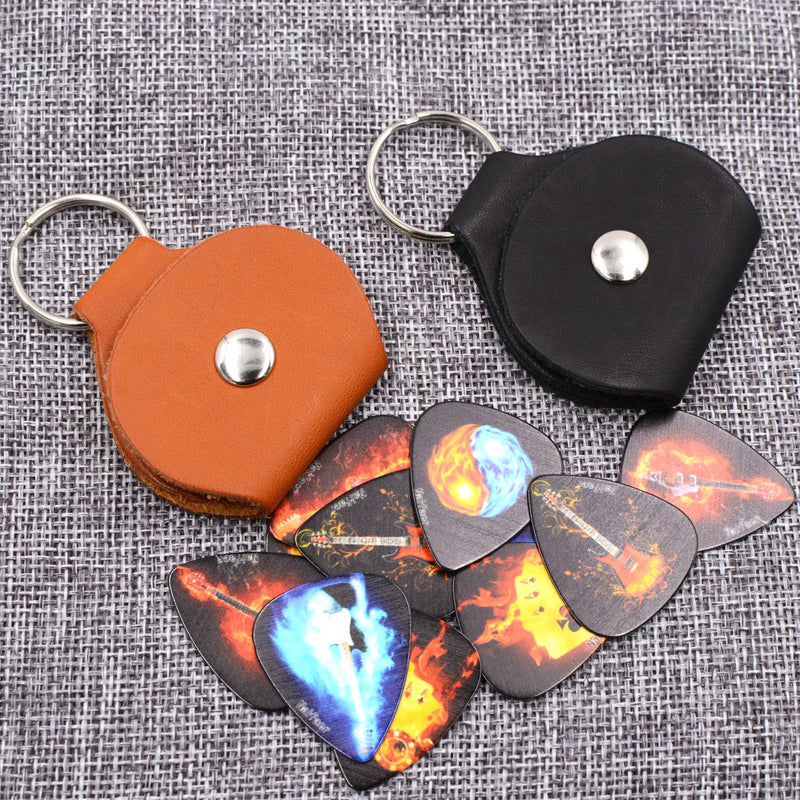 Guitar Picks 0.46 mm 12 Pack,2 Pack Picks Holder Case - Leather(Flame guitar Series)