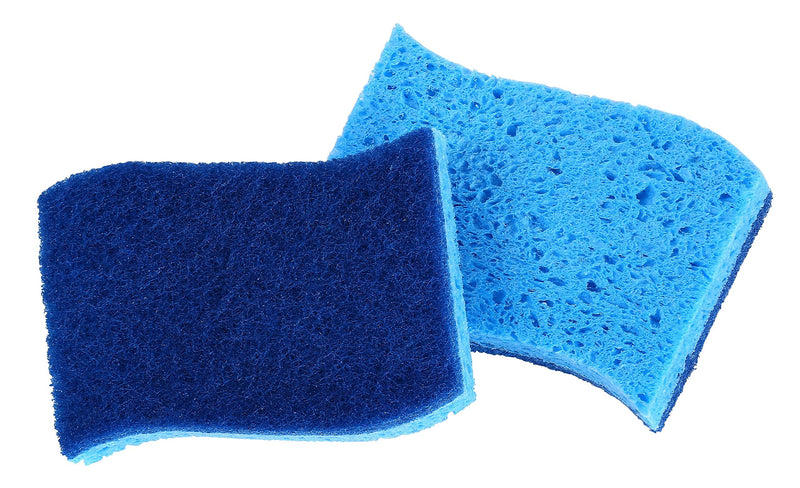 [AUSTRALIA] - Superio Non-Scratch Cellulose Sponge Scrub (12-Pack) Heavy Duty Kitchen Sponges Scrubbers with Scouring Pad (Blue) Blue 
