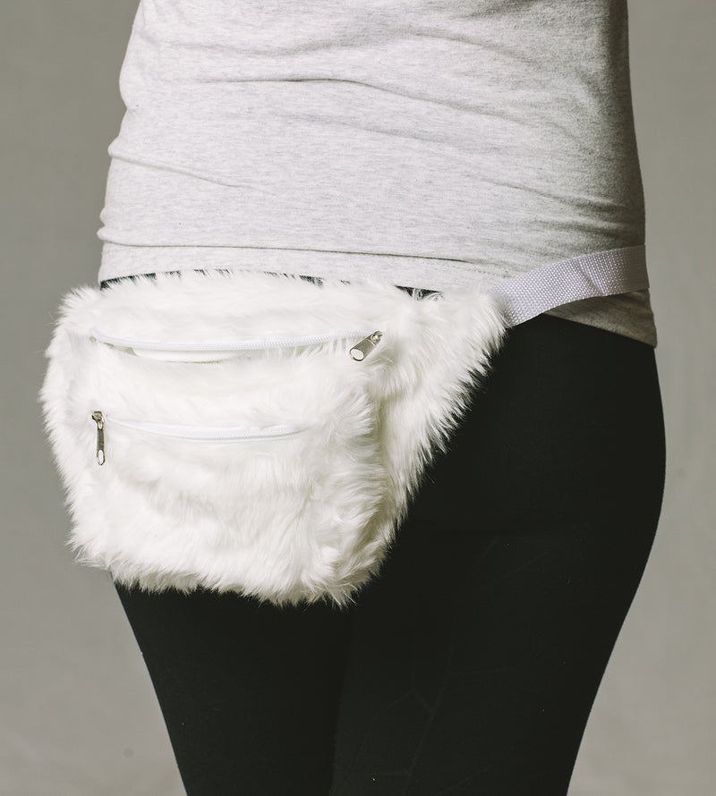 Funny Guy Mugs Premium Faux Fur Fuzzy Fanny Packs (Multiple Styles Available) One Size WHITE FUR