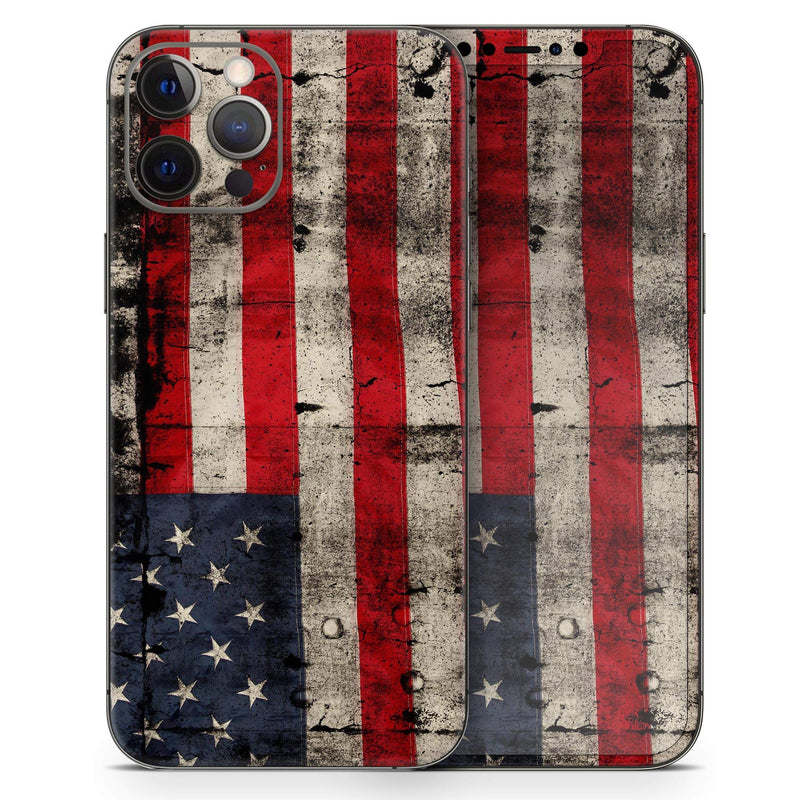 Design Skinz American Distressed Flag Panel - Full Body Skin Decal Wrap Kit Compatible with The Apple iPhone 12 Mini (Full-Body, Screen Trim & Back Glass Skin)