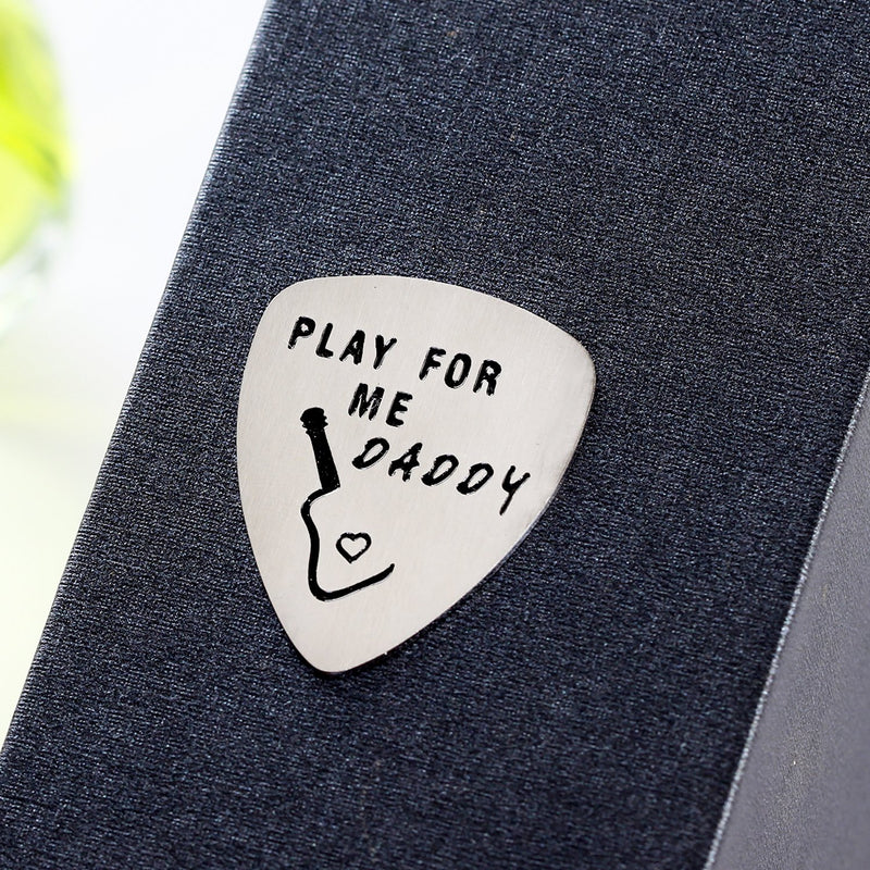 BESPMOSP Play For Me Daddy Guitar Pick Gift for Dad Christmas Jewelry For Father Dad