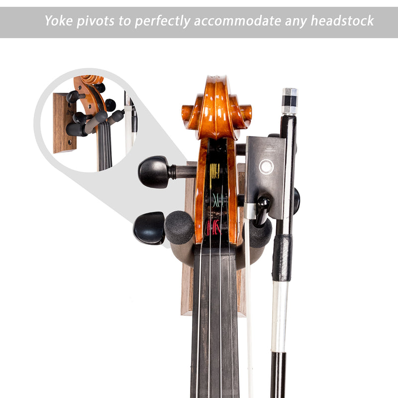 String Swing CC01V-BW Hardwood Home & Studio Wall Mount Violin Hanger - Black Walnut