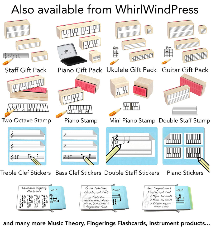 Pad and Two-Octave Piano Diagram Rubber Stamp