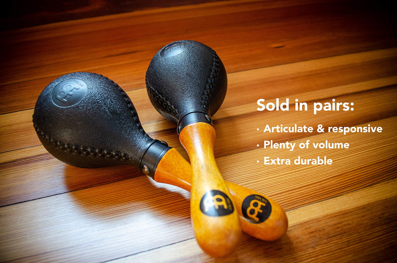 [AUSTRALIA] - Maracas, Standard Concert Size with All-weather Synthetic Shells and Wooden Handles — NOT MADE IN CHINA — Great for Live Performances and Recording Sessions, 2-YEAR WARRANTY PM2BK 