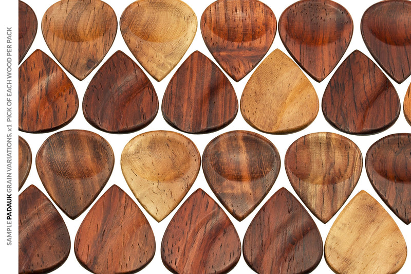 Wooden Guitar Picks - Splinters by Bison Boa - Exotic Multi-Tone 5 Pack