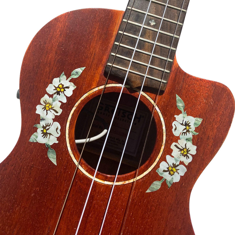 Inlay Sticker Decal for Ukuleles - Soundhole Rosette/Purfling - Hibiscus Flowers