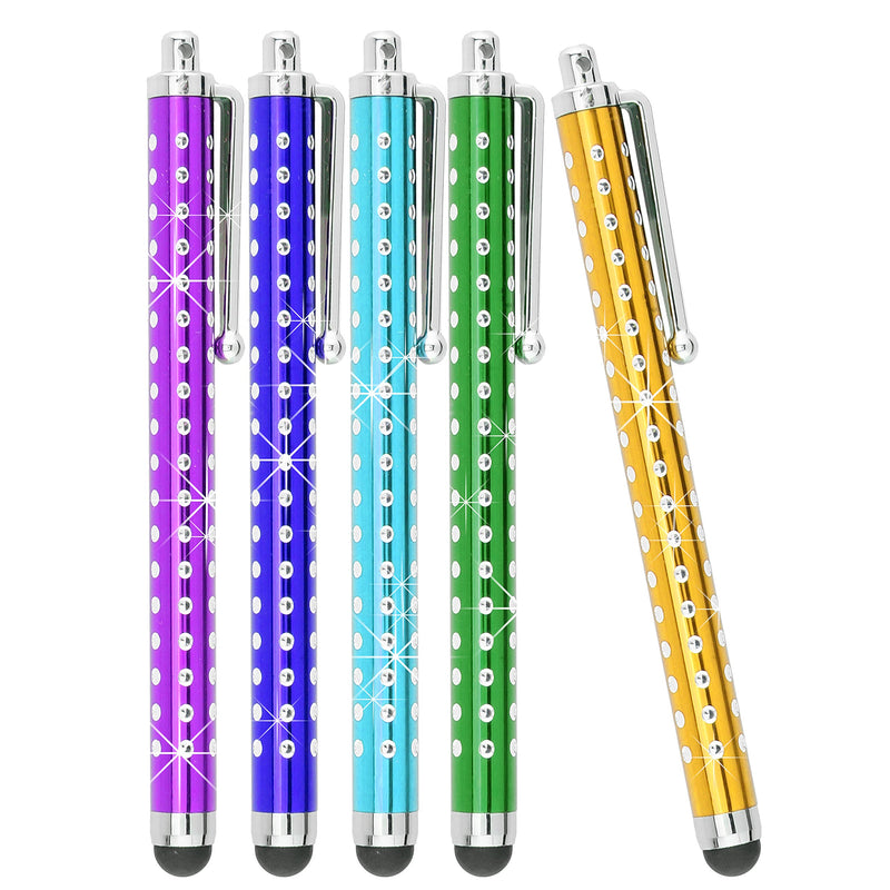Eco-Fused 10 Pack Bling Metal Stylus Pens - Universal - Compatible with All Capacitive Touchscreen Devices - for iPad, iPhone, Samsung Phones and Tablets, All Android Phones and Tablets and More