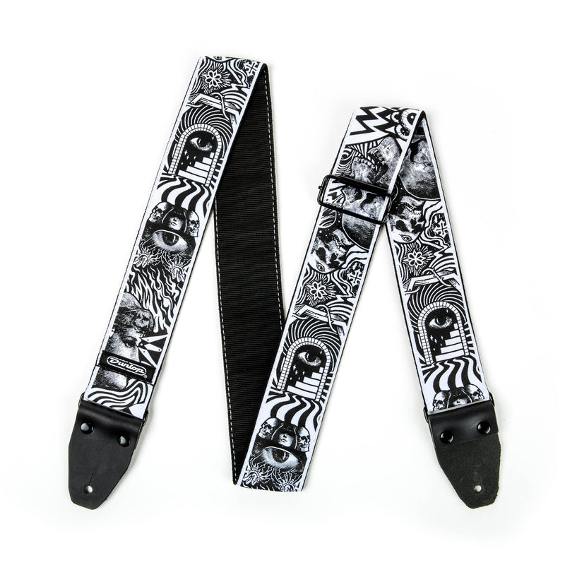 Jim Dunlop I Love Dust Black & White Skulls Guitar Strap (ILD04)