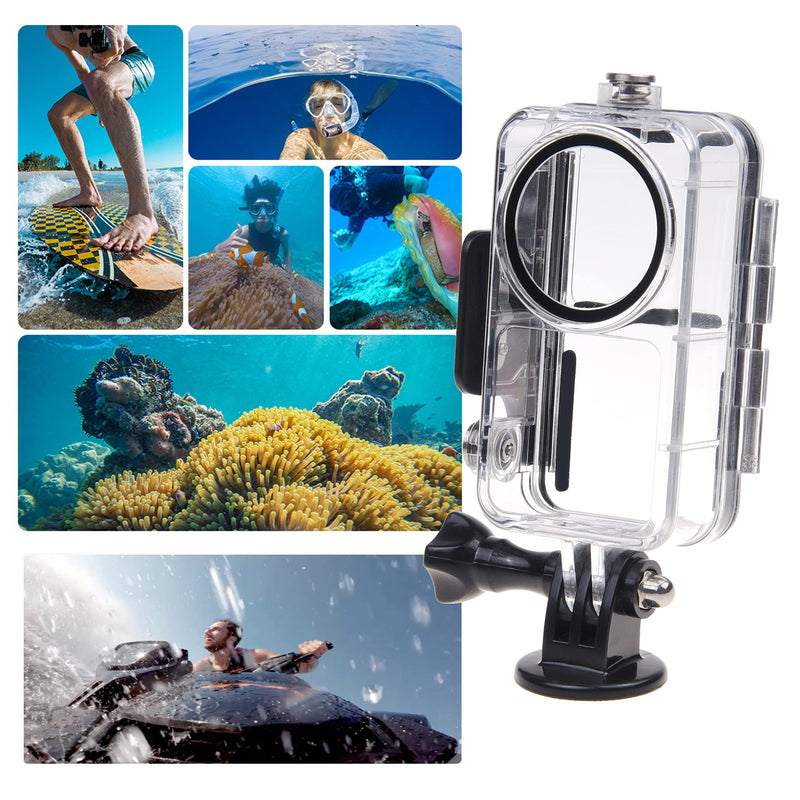 Camkix Waterproof Case Compatible with DJI Action 2 Power Combo or DJI Action 2 Dual-Screen Combo -Transparent - Protects Up to 147ft/45M Underwater - Clear Display - Diving, Skiing, Snorkeling Case