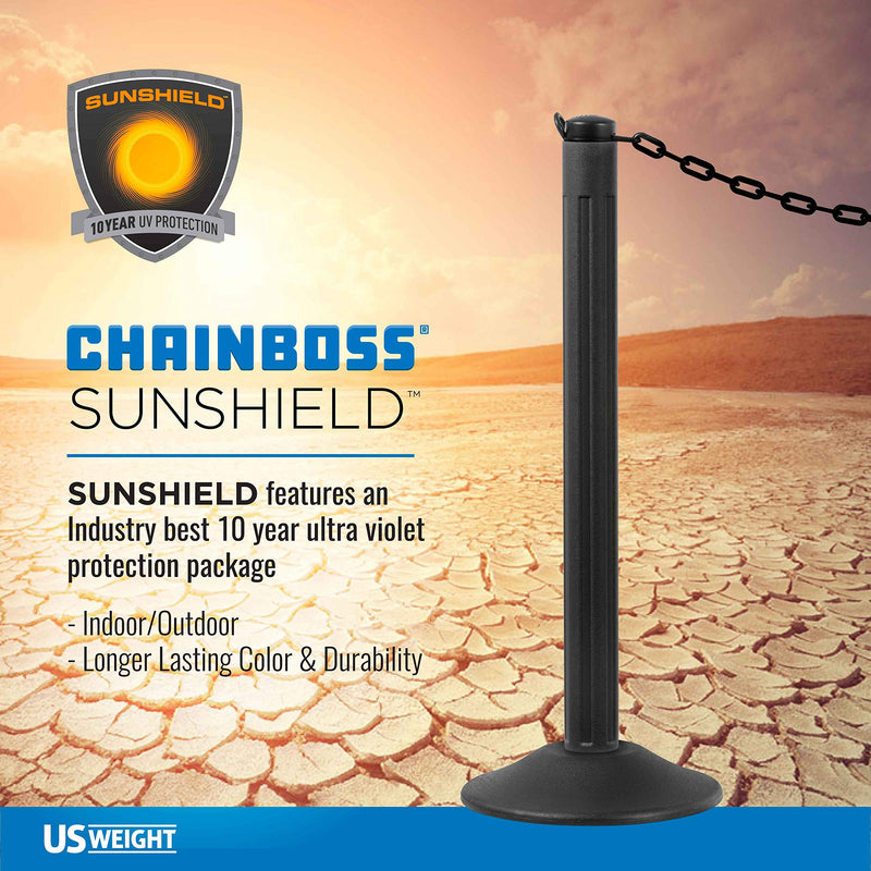 US Weight (Made in USA) 2" x 25' Black Plastic Safety Chain ft. SunShield UV Resistant Technology 25 ft