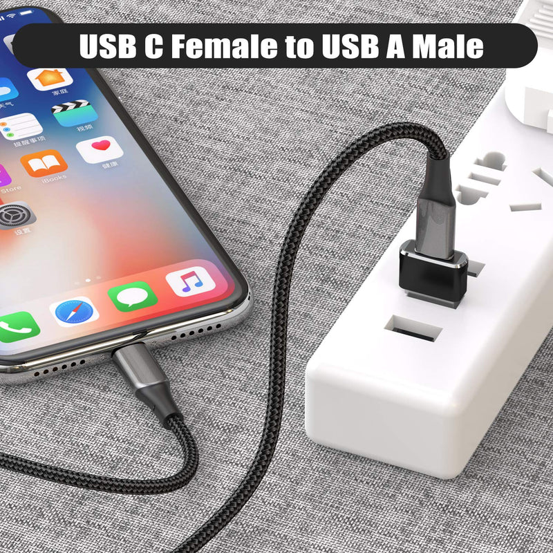 USB C Female to USB Male Adapter 2 Pack,Type A Charger Cable Adapter for iPhone 11 12 Mini Pro Max,Airpods M1 iPad 2021,Samsung Galaxy Note 10 S20 Plus 20 S21 21 FE Ultra,13 12S,Google Pixel 5 4 3 XL Black