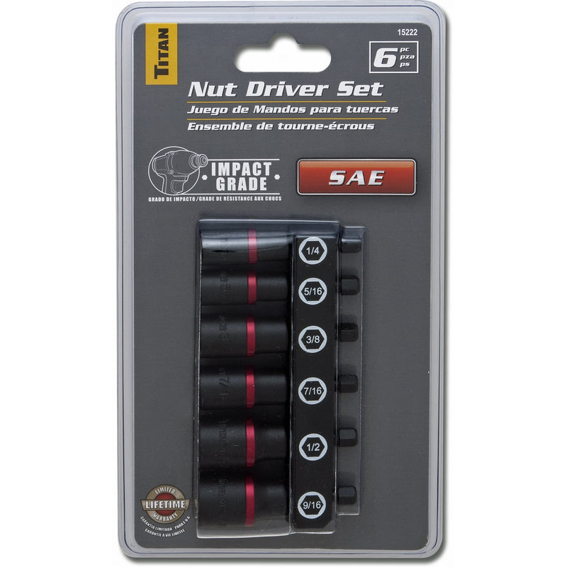 Titan 15222 SAE Nut Driver Set - 6 Piece 6pc SAE