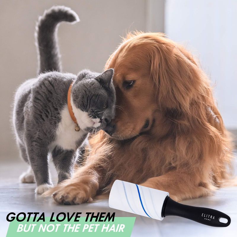 Elitra Lint Roller for Pet Hair Extra Sticky Reusable Lint Remover with Refills for Clothes, Floors & Furniture - 450 Sheets