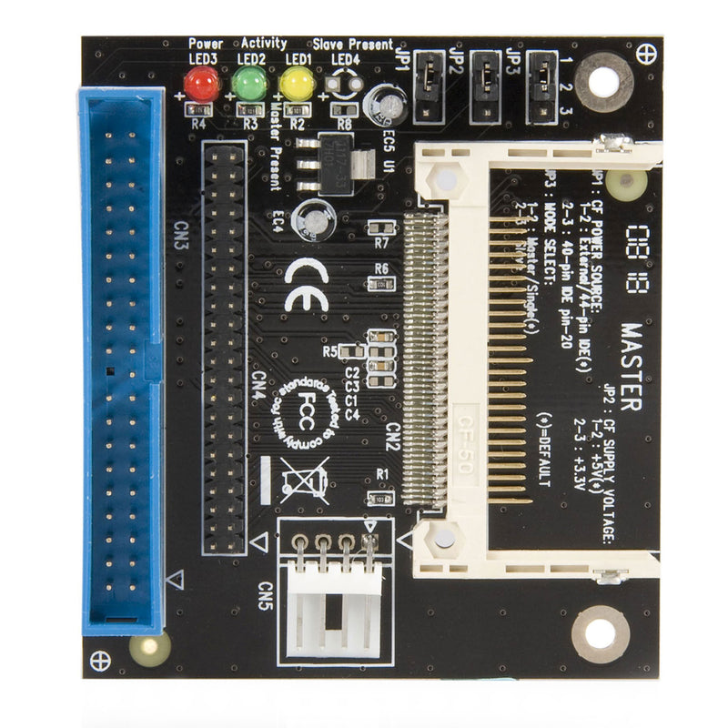 StarTech.com 40/44 Pin IDE to Compact Flash SSD Adapter - IDE to CF Card reader - CF to IDE Converter (IDE2CF),Black