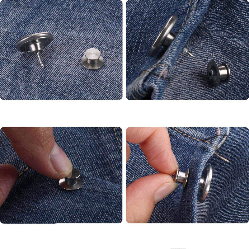 Jean Button Pins, [Upgraded, Reinforced, Thicker Materials] Button Pins for Jean Button Replacement for Pants Jeans Swing Crafts DIY, Fashion,Easy to Use and No Tools Require. 4PCS StyleT11