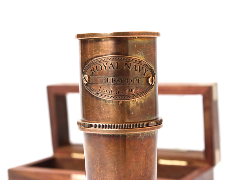 Vintage 1915 Retro Sailor Marine Telescope Copper Antique Royal Navy Gift Item