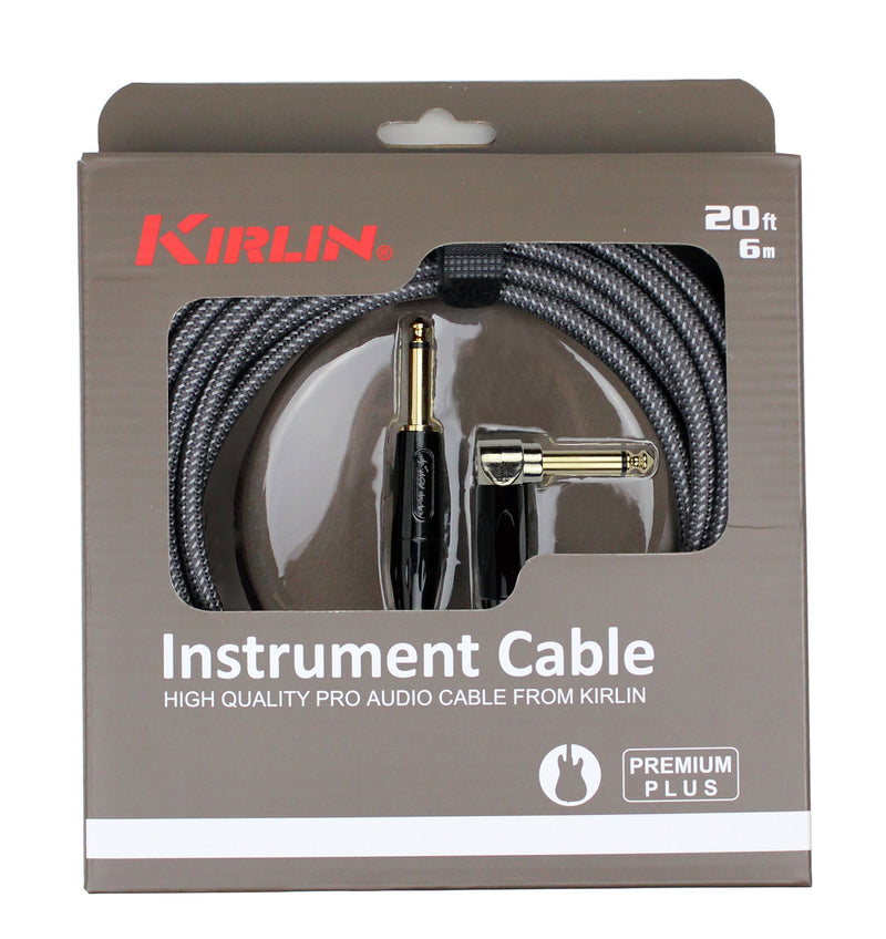 [AUSTRALIA] - KIRLIN Cable IWB-202BFGL-20/CA 20-Feet Premium Plus Instrument Cable, Carbon Gray Woven Jacket 