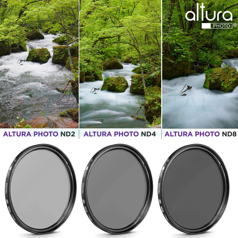 58MM Altura Photo UV CPL ND4 Filter Kit, ND Filter Set, Collapsible Rubber Lens Hood, Tulip Lens Hood Bundle for Lenses with a 58mm Filter Size