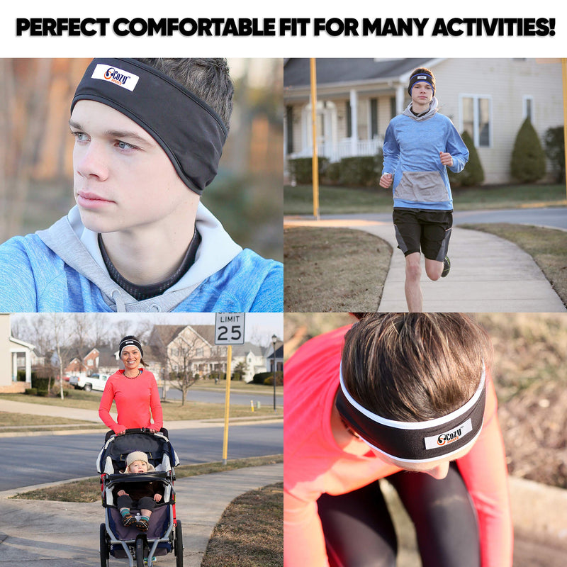 CozyPhones Over the Ear Headband Headphones - Sleep Headphones & Travel Bag, Headband Earphones with Lycra Cool Mesh Lining and Thin Speakers - Black