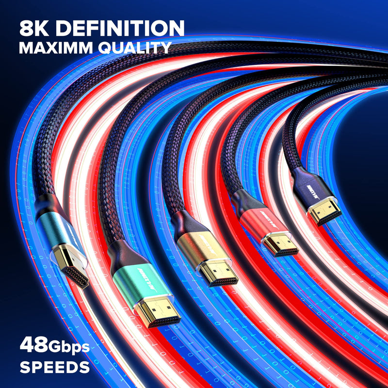 HDMI Cable 8k (Maximm Cable’s New Upgraded Design) HDMI 2.1, 3ft, Certified 48Gbps, 8K@60Hz 18Gbps 4K@120Hz Ultra High-Speed Gaming HDMI Cable, 8k/4k Cable, 5 Pack, UL-Listed 3 Feet