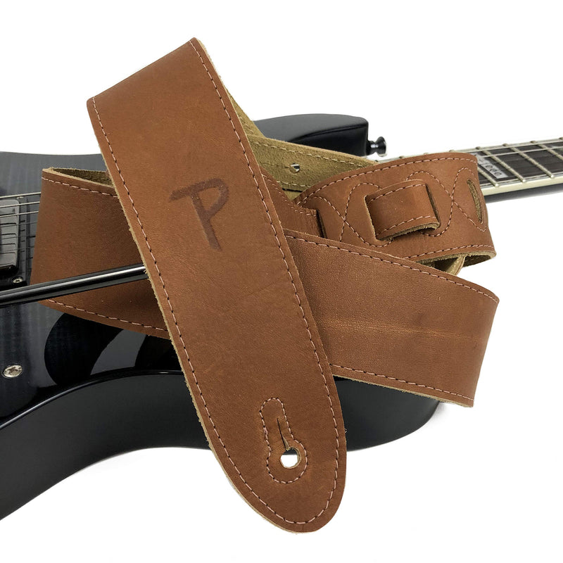 Perri's Leathers Ltd. - Guitar Strap - Italian Leather - Brown - Adjustable - For Acoustic/Bass/Electric Guitars - Made in Canada (BM2-7083) One Size Bm2-7083 Garment