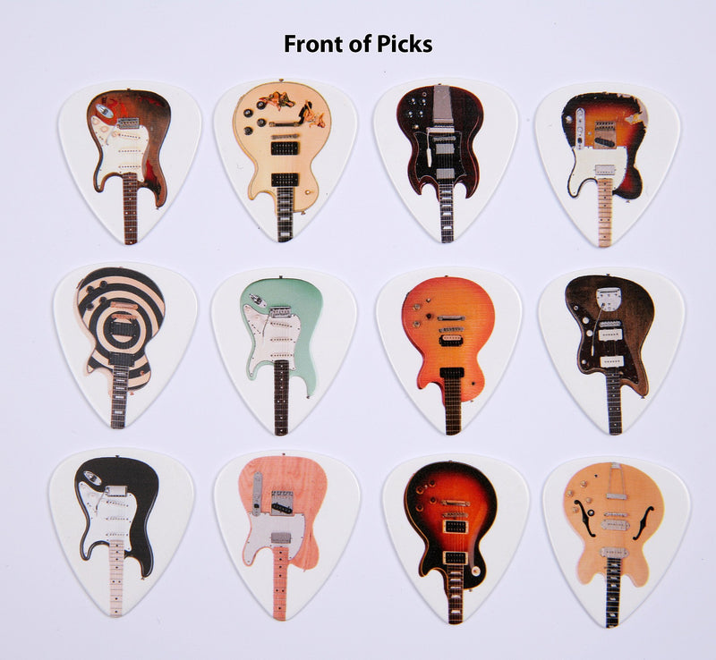 Set of 12 Famous Classic Electric Guitars on Guitar Picks Plectrums Set B