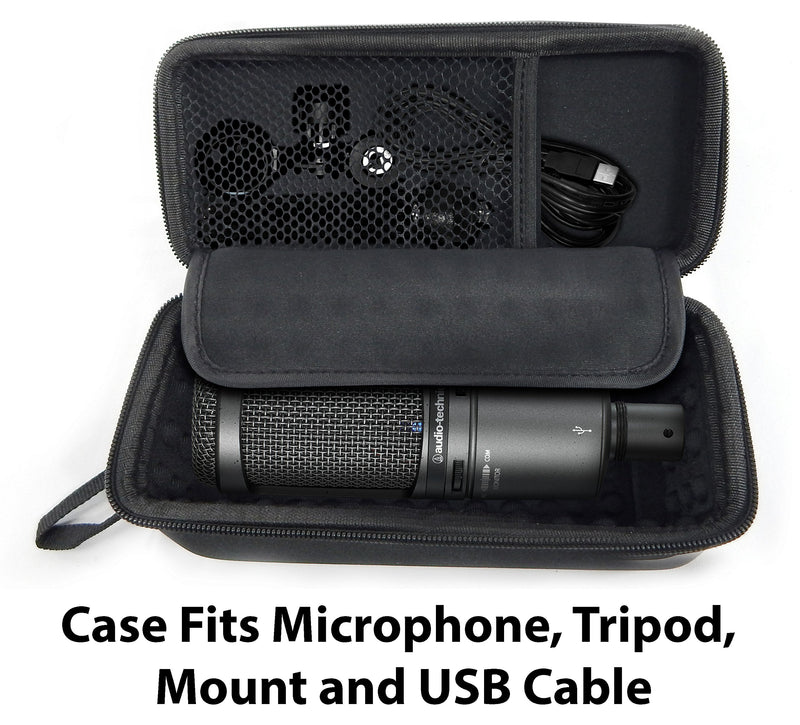 [AUSTRALIA] - CASEMATIX Padded AT2020 Microphone Case Compatible with AT2020 USB, AT2020USB Plus, AT2035, AT2050, AT4033A, AT4040, AT4050, ATR2500 USB, Windscreen and Small Cable Accessories 