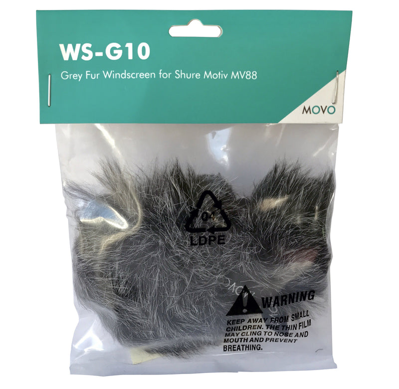 Movo WS-G10 Furry Outdoor Microphone Windscreens - Custom Fit for Shure Motiv MV88 iOS Microphone - 2 Pack (Nesting)