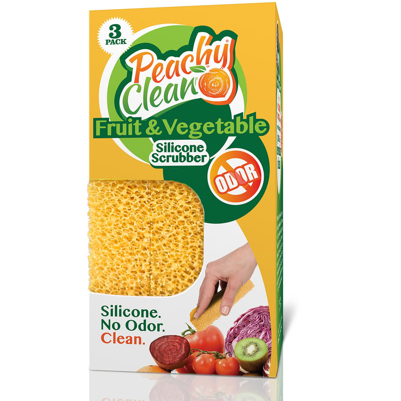 Peachy Clean Silicone Scrubber (Qty 3) - Fruit & Vegetable Scrubber