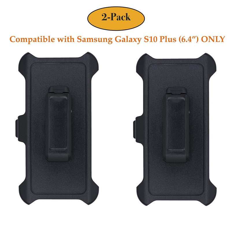AlphaCell Holster Belt Clip Replacement Compatible with OtterBox Defender Series Case for Samsung Galaxy S10 Plus (6.4") ONLY - 2 Pack Black