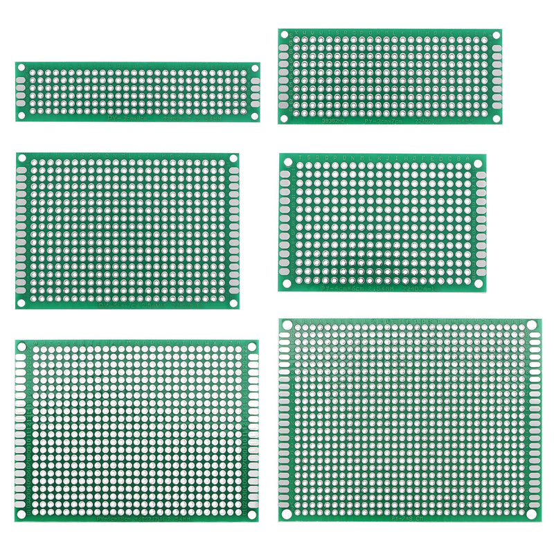[AUSTRALIA] - uxcell Double-Sided PCB Board Printed Circuit Boards Kit (6 Sizes - 4x6 5x7 3x7 6x8 2/8 7x9) Prototyping Board for DIY Soldering Electronic Projects Practice Test Circuit 32pcs 