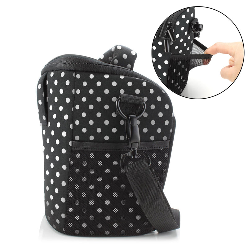 [AUSTRALIA] - USA Gear SLR Camera Small Case Bag for Men and Women with Top Loading Accessibility, Adjustable Shoulder Sling, Padded Handle - Comfortable, Durable and Light Weight for Nikon, Canon, etc (Polka Dot) Polka Dot 