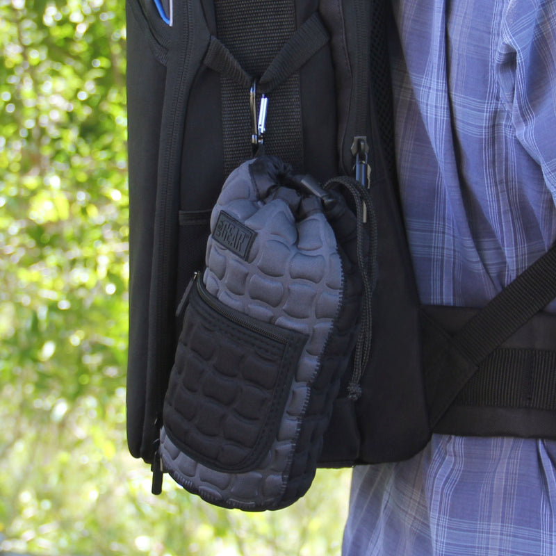 USA GEAR FlexARMOR-X Large Lens Case Pouch with Deluxe Padded Neoprene Protection - Holds Lens up to 70-300mm with Drawstring Opening, Built-in Carabiner Clip, Reinforced Belt Loop and Zippered Pocket Black and Gray