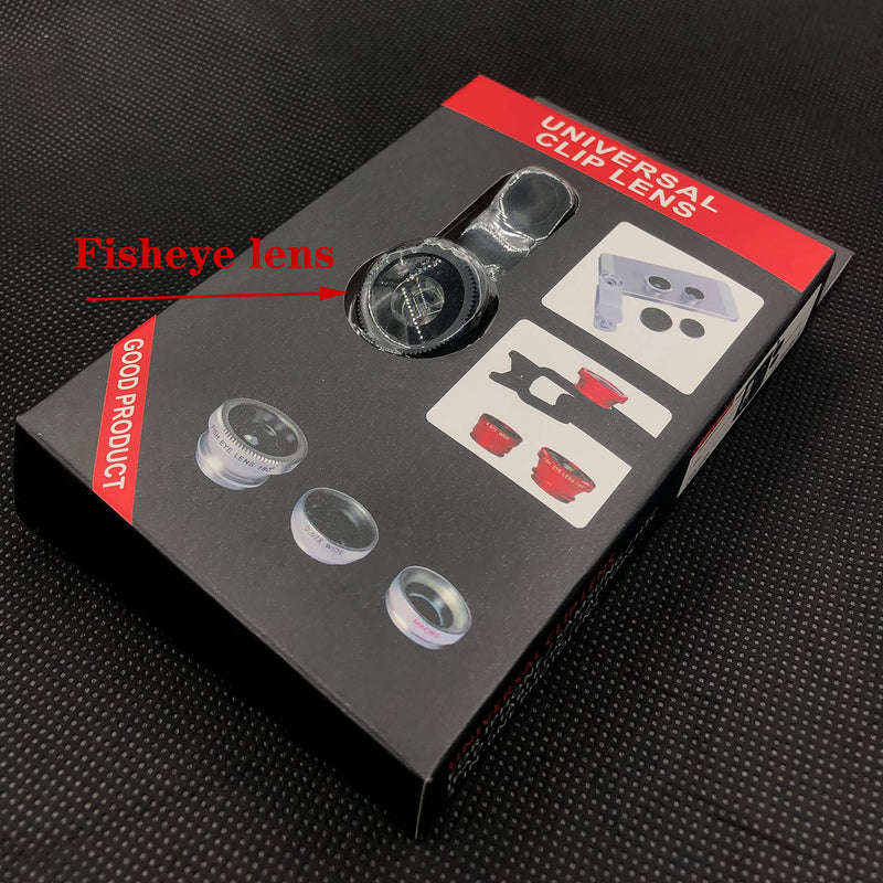 Phone Camera fisheye Lens, 0.63X Wide Angle Lens&Macro Lens for iPhone, 3 in 1 Universal Clip Lens for Cell Phone, Camera Lens Kit for iPad Pixel Samsung Android and Most Smartphones.