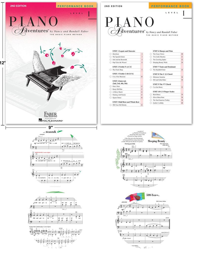 Piano Adventures Level 1 2nd Edition Bundle Set By Nancy Faber - Lesson, Theory, Performance, Technique & Artistry Books & Juliet Music Piano Keys 88/61/54/49 Full Set Removable Sticker