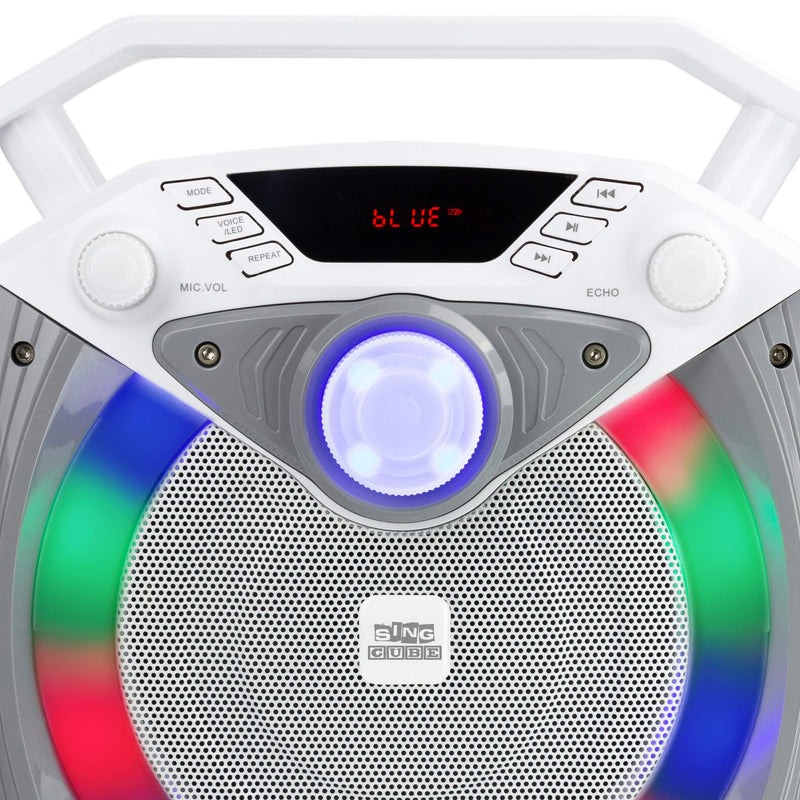 RockJam RJPS100 Singcube 12 Watt Rechargeable Bluetooth Karaoke Machine with Lights Voice Changer and Microphone