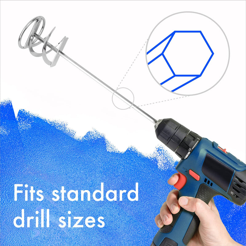 [2 Pack] Paint Mixer for Drill - Extra Long Rust Proof Drill Mixer - Paint Stirrer Drill Attachment for Even Consistency - Easy Cleaning Drill Paddle - Paint Stirrers - Paint Mixer for Drill 5 Gallon