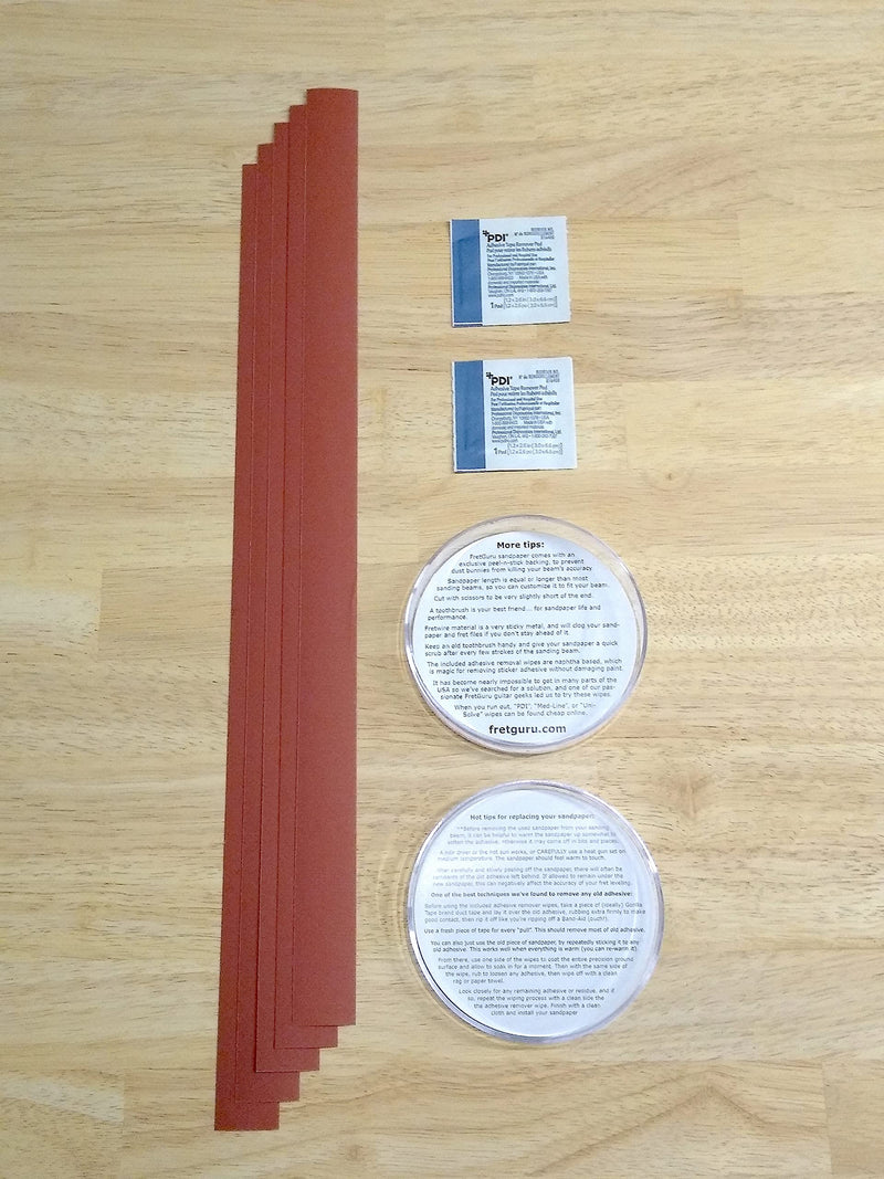 FretGuru Replacement Sandpaper 100 Grit - 5-Pack Self-adhesive Sandpaper Strips for All Sanding Beam Fret Leveler 16” 400mm P100