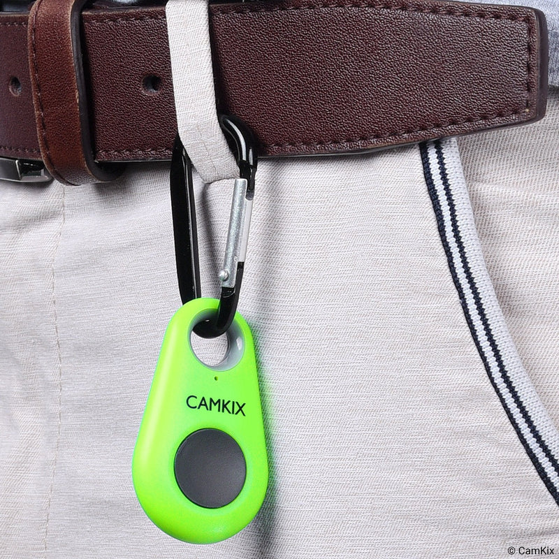 CamKix Camera Shutter Remote Control with Bluetooth Wireless Technology - Drop Style - Compatible with iPhone/Android - One Button Control - Carabiner and Lanyard with Detachable Ring Included Green