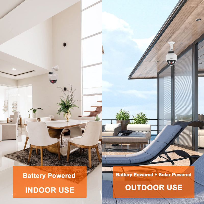 [AUSTRALIA] - YSUCAU Solar Powered Dummy Fake CCTV Security Dome Camera with Flashing Red LED Light & Warning Security Alert Sticker Decal, Indoor/Outdoor Use 