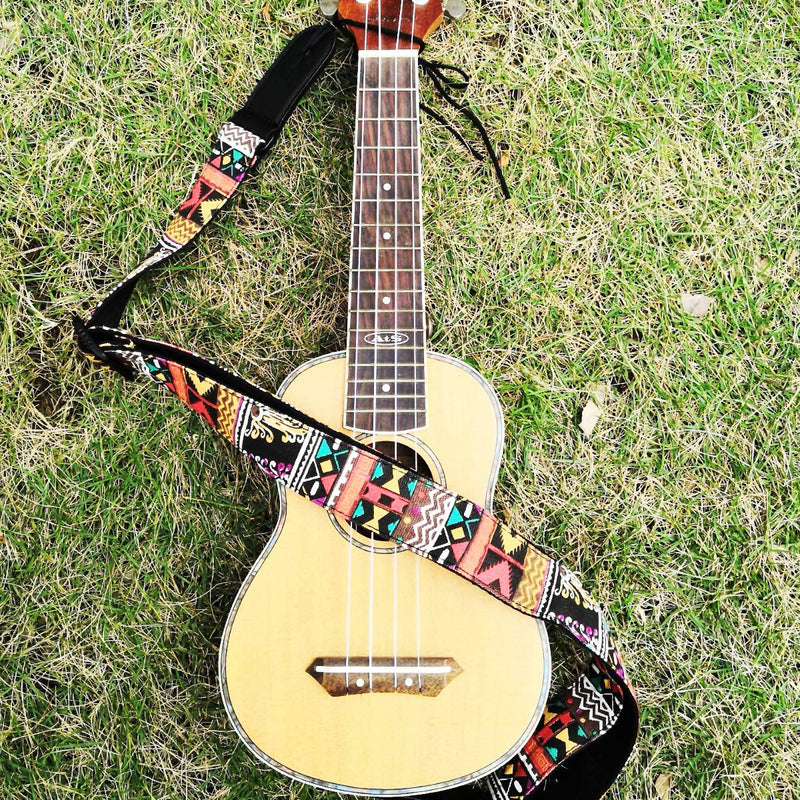 WINGO Ukulele Strap Hawaiian Jacquard Woven Ukelele Shoulder Strap Adjustable for Soprano,Concert and Tenor Uke, with Strap lock (1 pc)