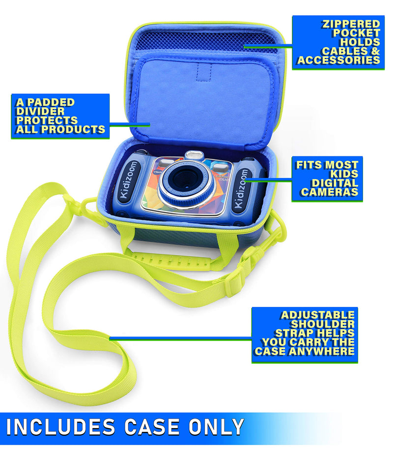 CASEMATIX Camera Case Compatible with VTech KidiZoom Camera and Camera Accessories with Shoulder Strap and Padded Interior Divider, Blue Travel Case Only