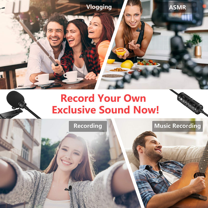 [AUSTRALIA] - Professional Lavalier Microphone Set for Android,Camera,PC,iPhone,3.5mm Omnidirectional Lapel Mic with Noise Reduction for Video,YouTube,Interview,Vlogging(Android 6M) 