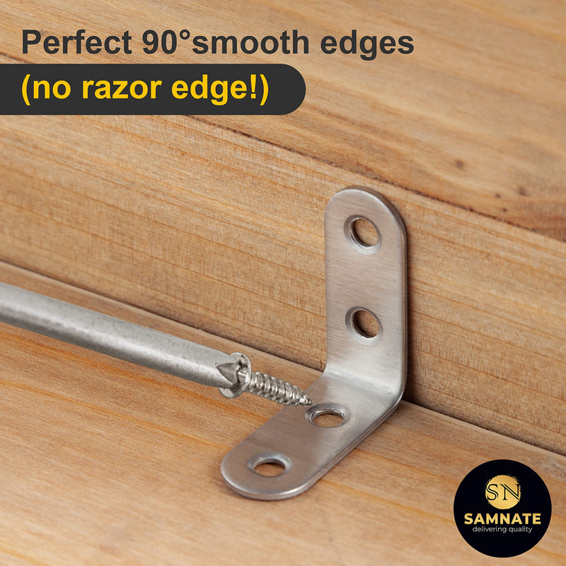 SAMNATE 20pcs Corner Brackets for Wood 40mmx40mmx16mmX2mm Stainless Metal Brackets Right Angle Steel,90 Degree L Shaped Angle Corner Braces Brackets 20pcs and 80pcs of Screws