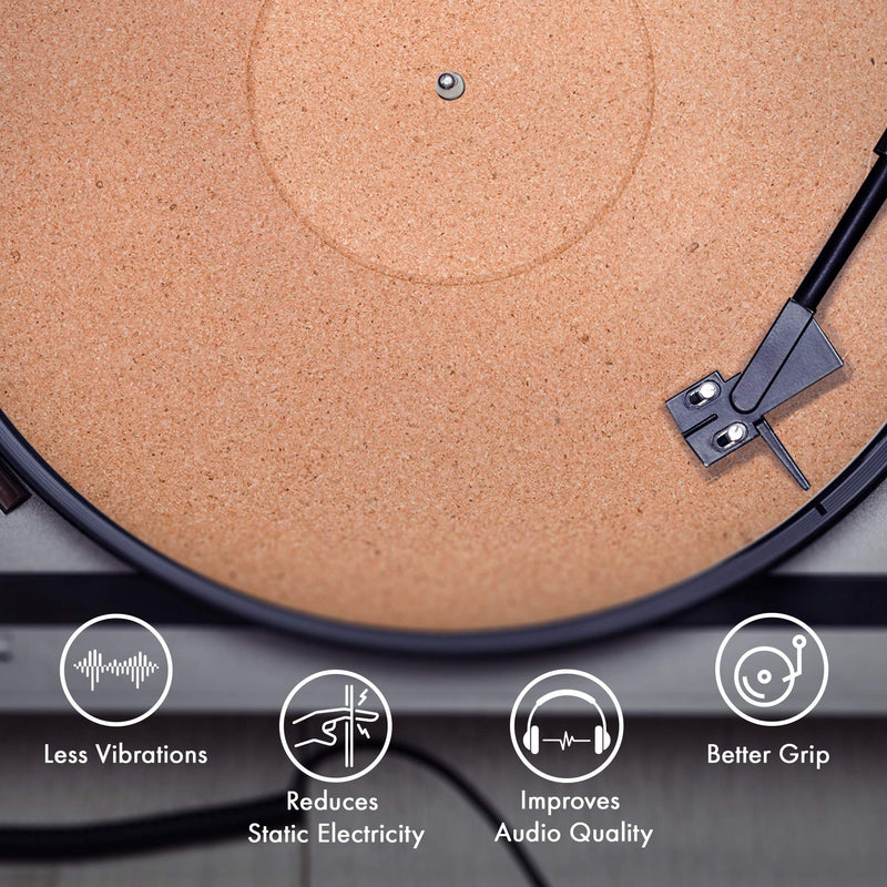Cork Turntable Mat by PRO SPIN for Vinyl LP Record Players (3mm) High-Fidelity Audiophile Acoustic Sound Support | Help Reduce Noise Due to Static and Dust Cork
