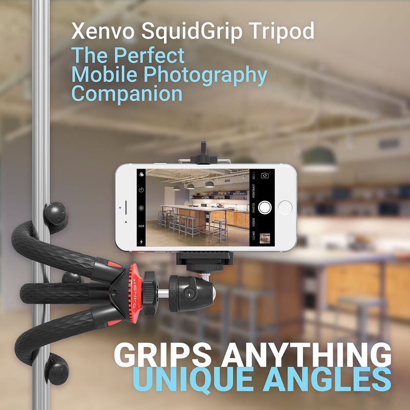 Xenvo SquidGrip Flexible Cell Phone Tripod and Portable Action Camera Holder - Compatible with iPhone, GoPro, Android, Samsung, Google Pixel and All Mobile Phones Red