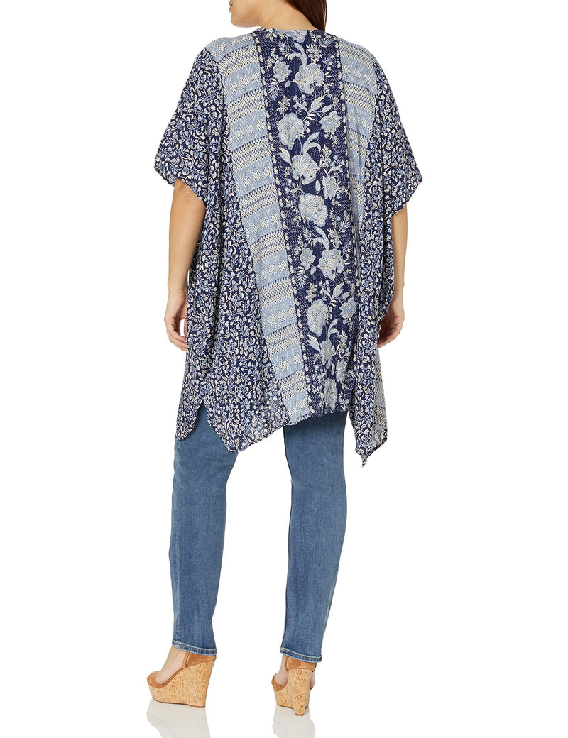 Angie Women's Kimono Coat 1X Navy