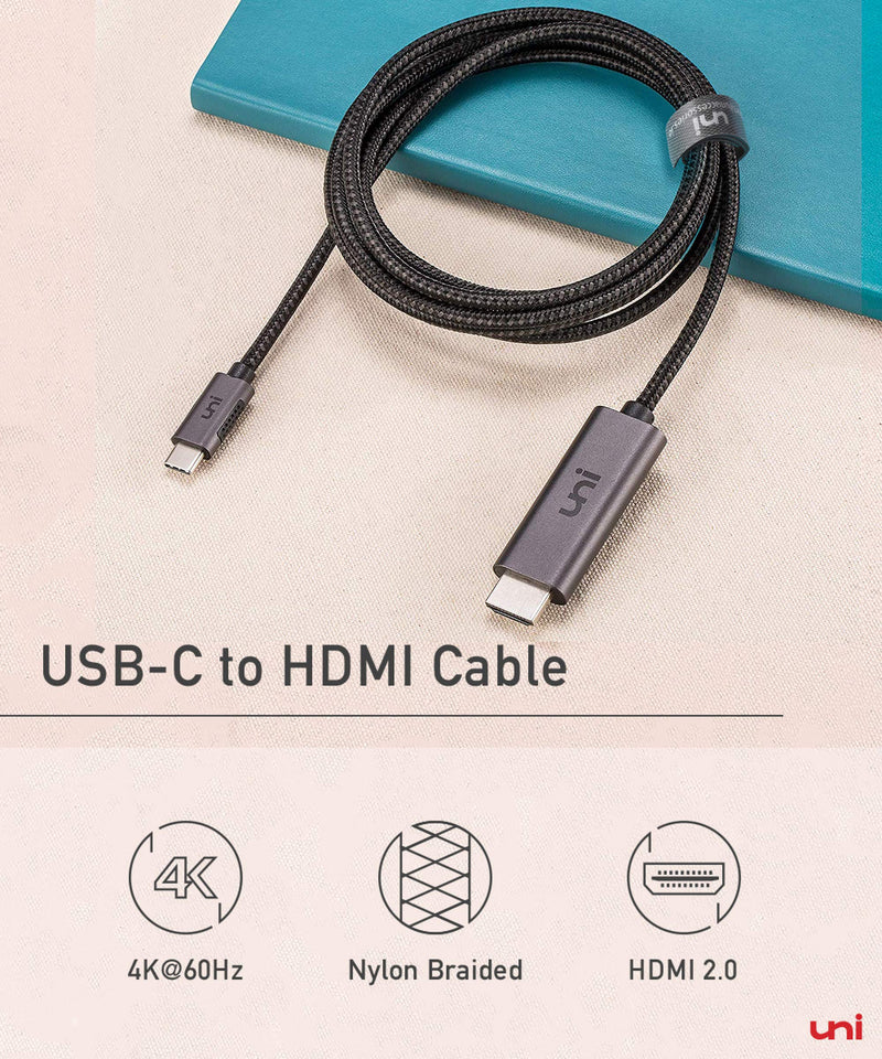 [AUSTRALIA] - USB C to HDMI Cable for Home Office 3ft 4K@60Hz, uni USB Type-C to HDMI Braided Cable (Thunderbolt 3 Compatible) with MacBook Pro 2020/2019, MacBook Air/iPad Pro 2020/2018, Samsung S20, and More 1 