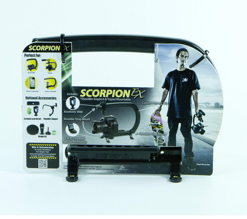 [AUSTRALIA] - Cam Caddie Scorpion EX Skateboard Camera Handle with Threaded Feet - Professional Steadycam Handle for Most Cameras, Camcorders, Smart Phones and Action Sports Cams - Black - Skate Edition 