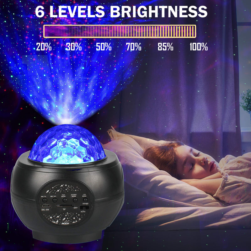 [AUSTRALIA] - Star Projector Night Light with Bluetooth Speaker, Binen 32 Lighting Modes Music Starry Projector, Galaxy Ocean Wave Projector with Remote Control Rotating Star Projector for Bedroom Home Party 
